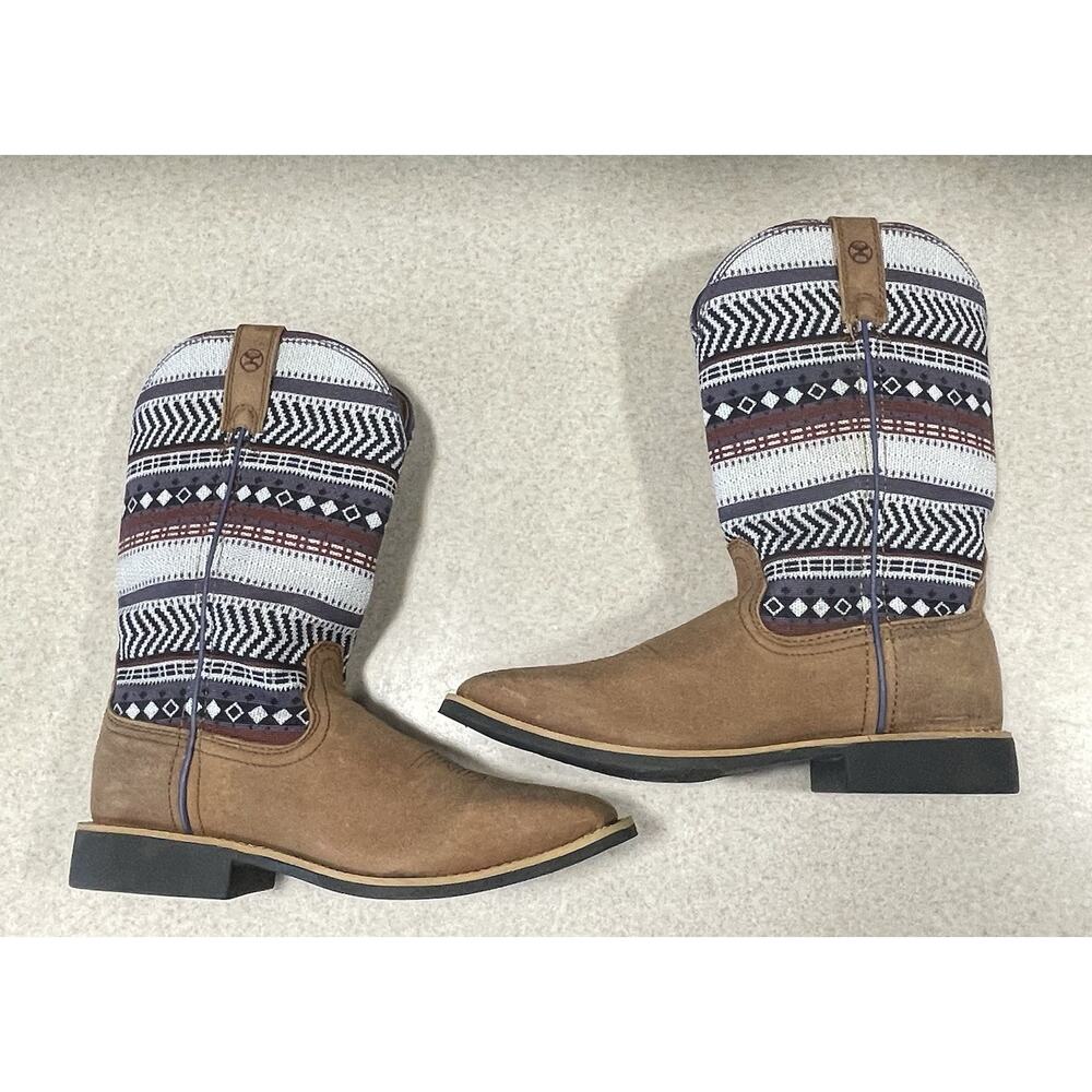 Twisted X Children's Size 4M Hooey Aztec Print /Brown Square Toe Boots -Western - Picture 5 of 16